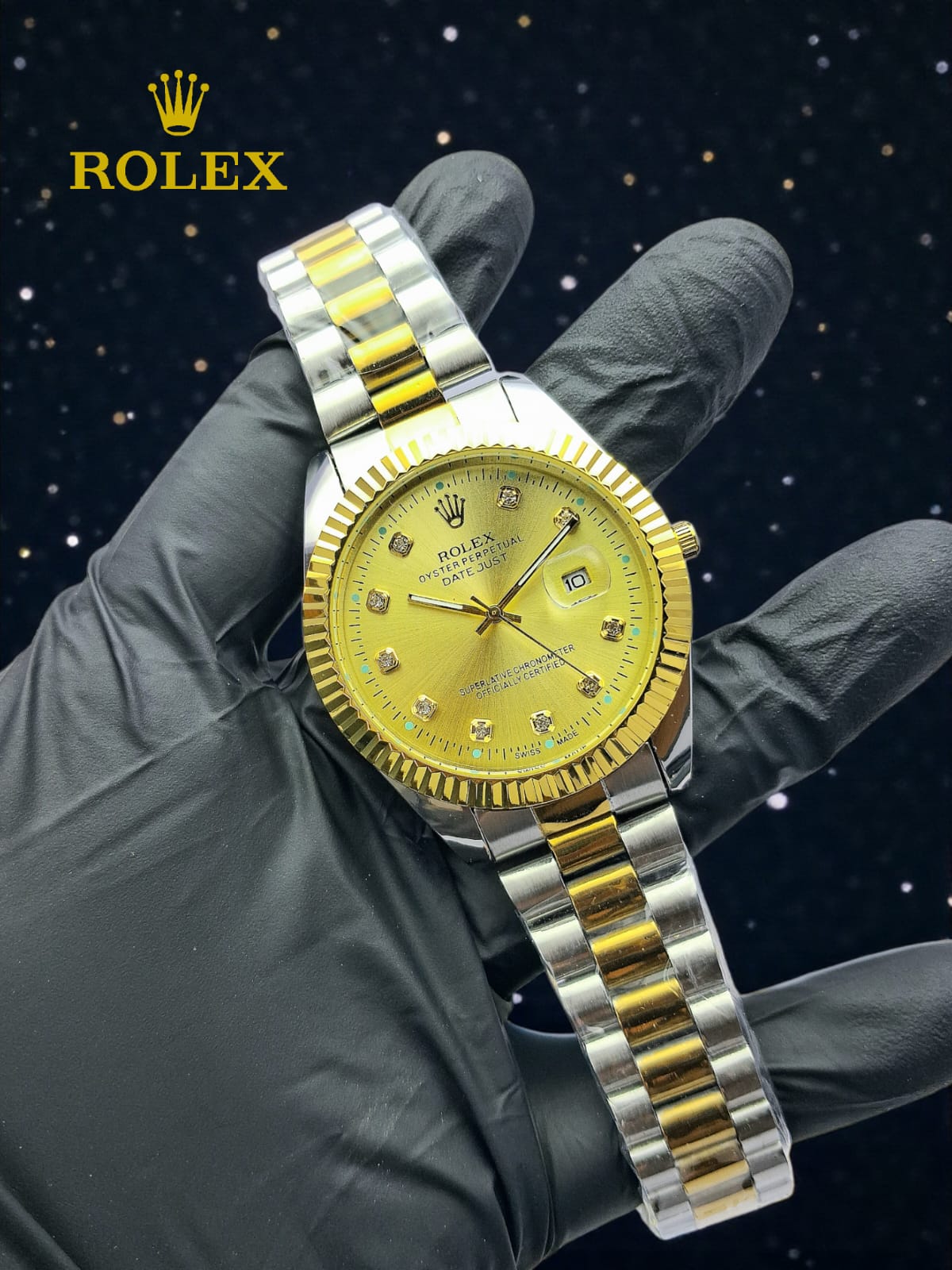 Luxury Date Style Stainless Steel Watch for Men – Premium Gold & Silver Wrist Watch