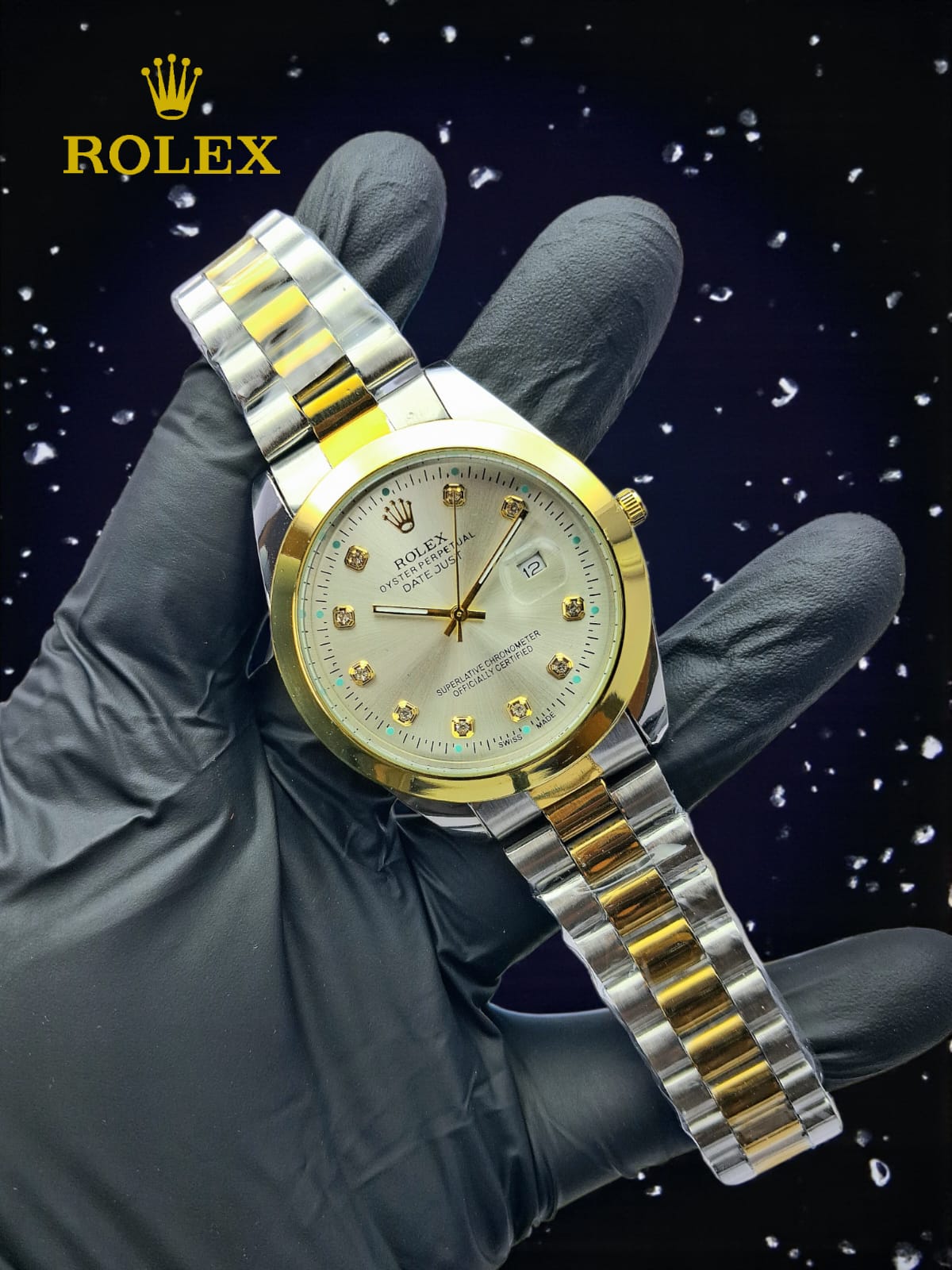 Luxury Date Style Stainless Steel Watch for Men – Premium Gold & Silver Wrist Watch
