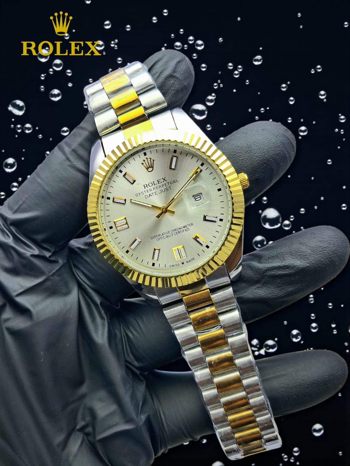 Luxury Date Style Stainless Steel Watch for Men – Premium Gold & Silver Wrist Watch