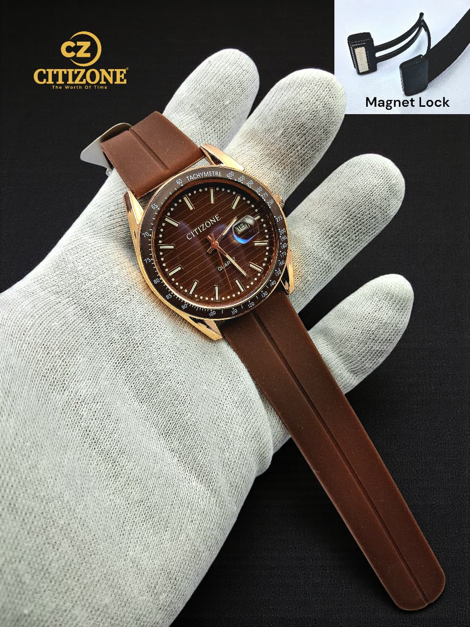 CITTIZONE Premium Quartz Watch with Magnetic Lock Silicone Strap – Men's Casual & Fashion Wrist Watch
