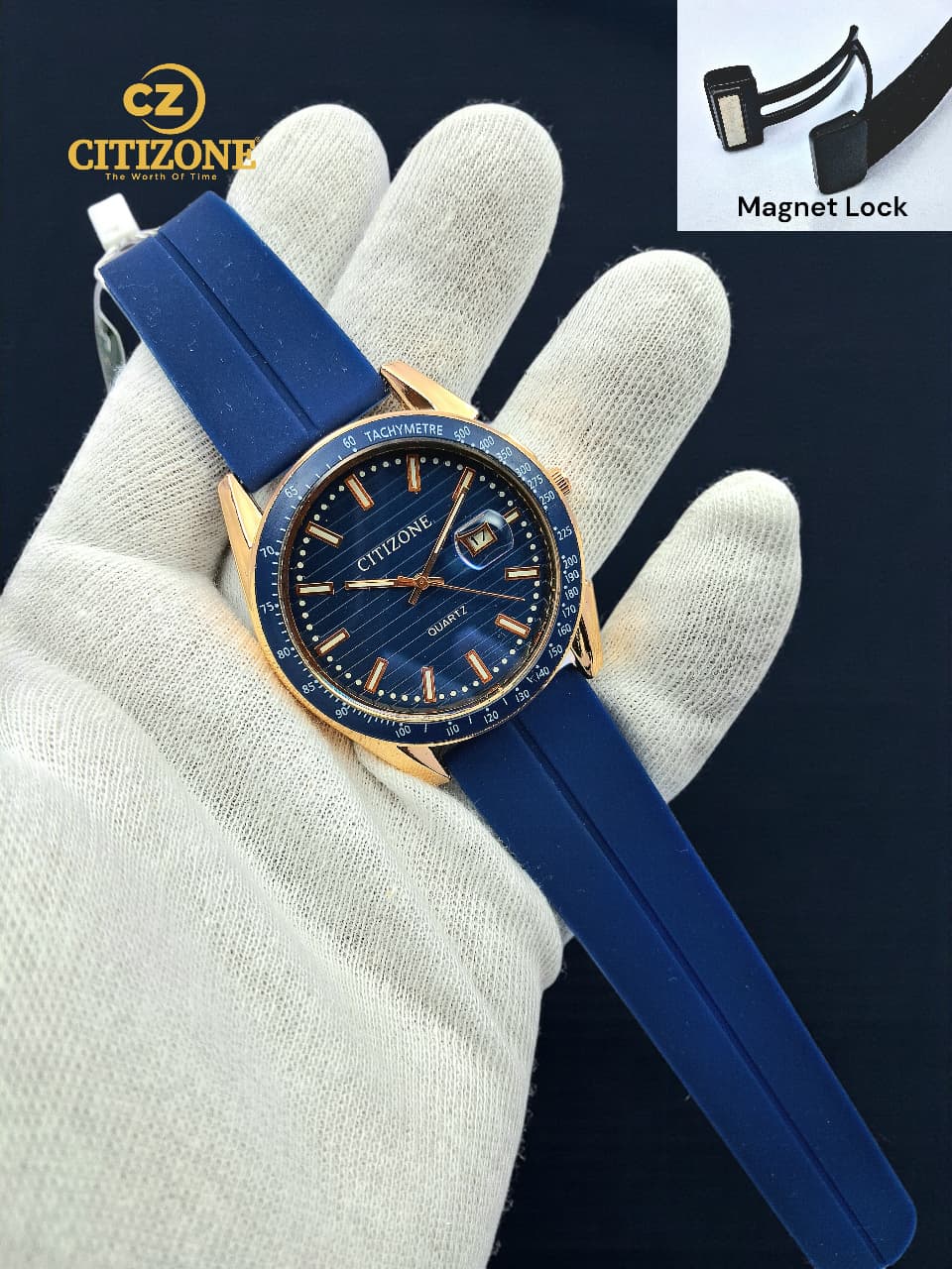 CITTIZONE Premium Quartz Watch with Magnetic Lock Silicone Strap – Men's Casual & Fashion Wrist Watch