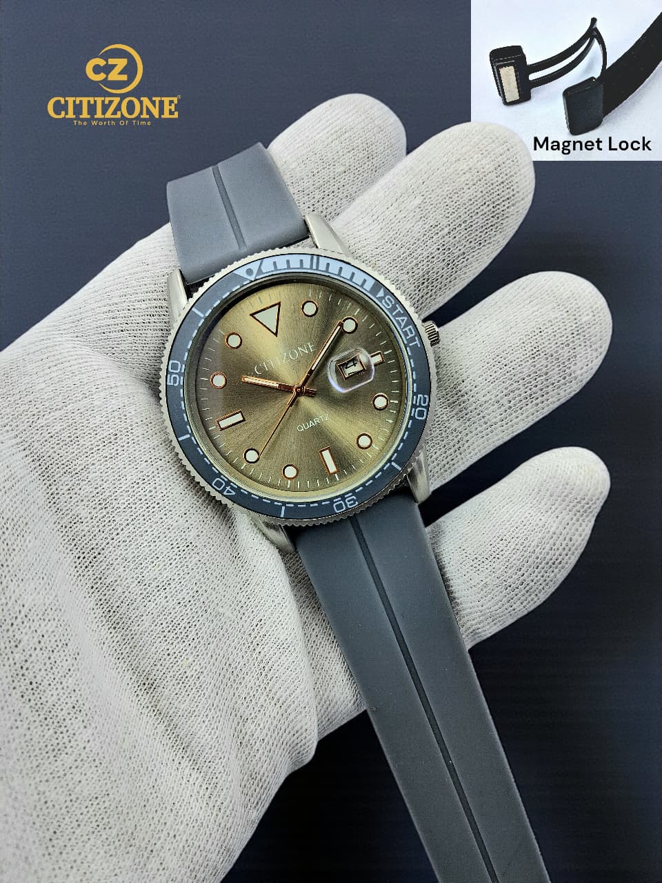 CITTIZONE Premium Quartz Watch with Magnetic Lock Silicone Strap – Men's Casual & Fashion Wrist Watch