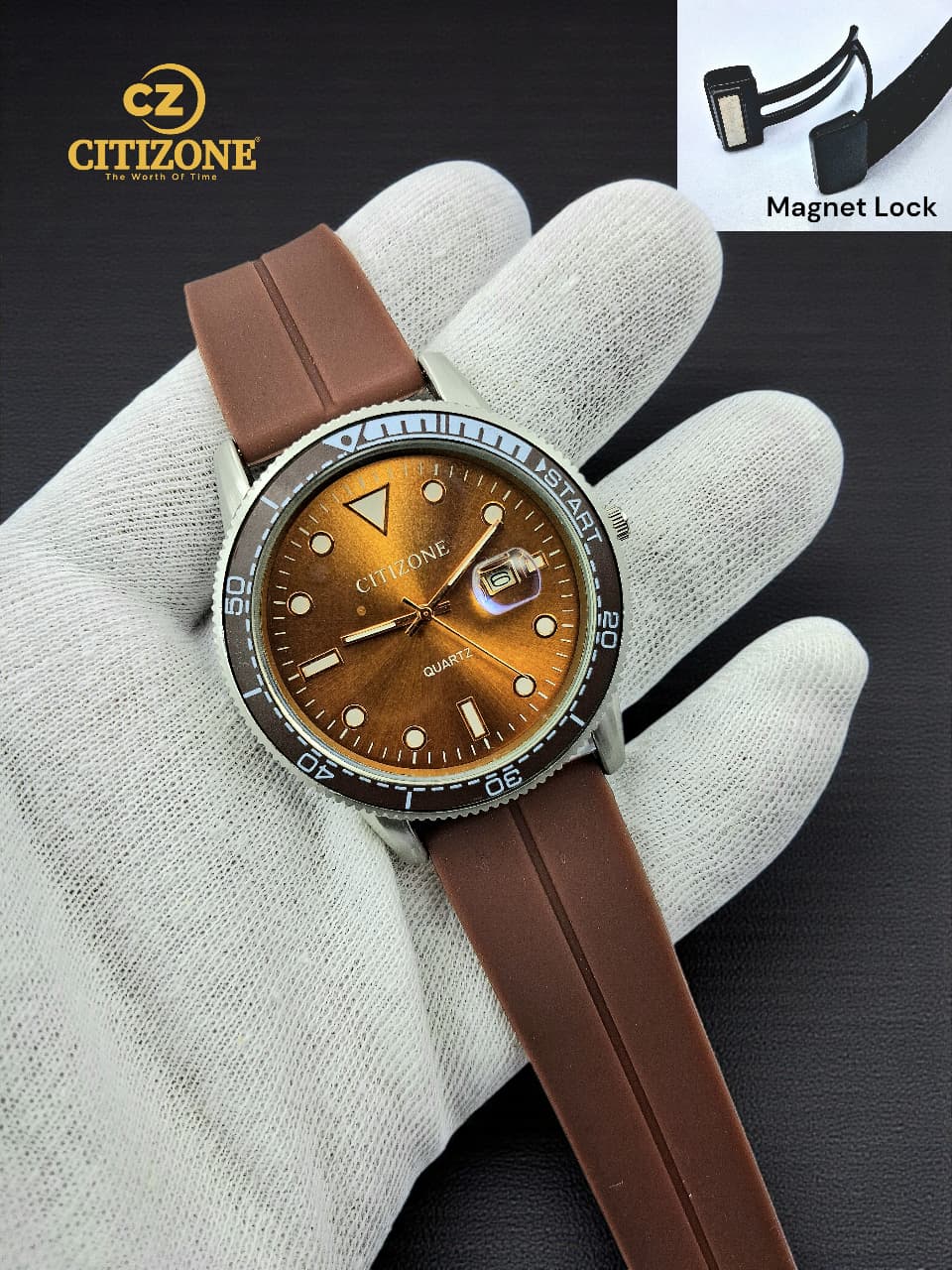 CITTIZONE Premium Quartz Watch with Magnetic Lock Silicone Strap – Men's Casual & Fashion Wrist Watch