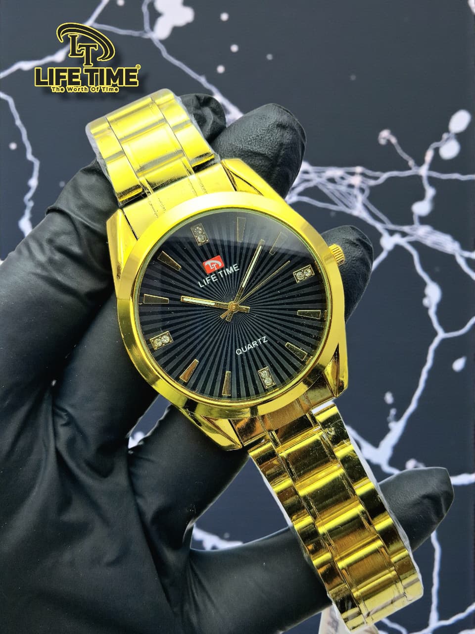 Life Time Luxury Quartz Analog Watch for Men – Premium Gold Stainless Steel Strap | Elegant Casual & Formal Wrist Watch