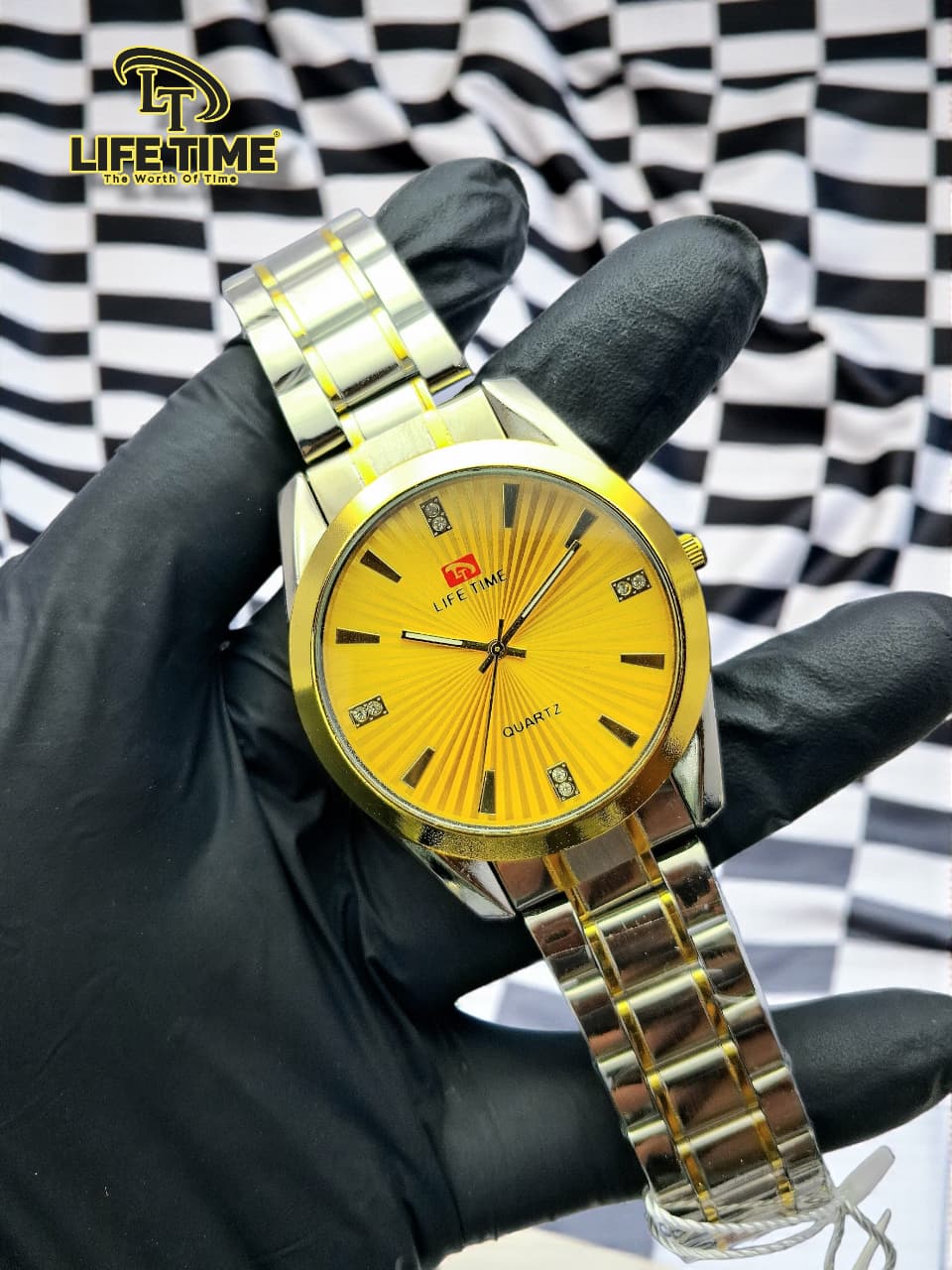 Life Time Luxury Quartz Analog Watch for Men – Premium Gold Stainless Steel Strap | Elegant Casual & Formal Wrist Watch