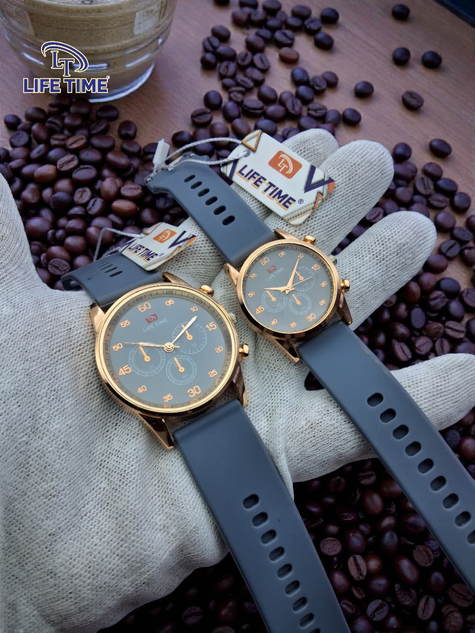 LIFE TIME Couple Watches | Matching His & Hers Quartz Watch Set | Silicone Strap | Stylish Analog Wrist Watches for Men & Women
