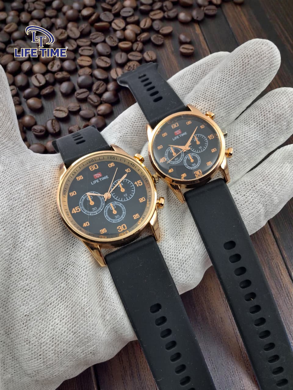 LIFE TIME Couple Watches | Matching His & Hers Quartz Watch Set | Silicone Strap | Stylish Analog Wrist Watches for Men & Women