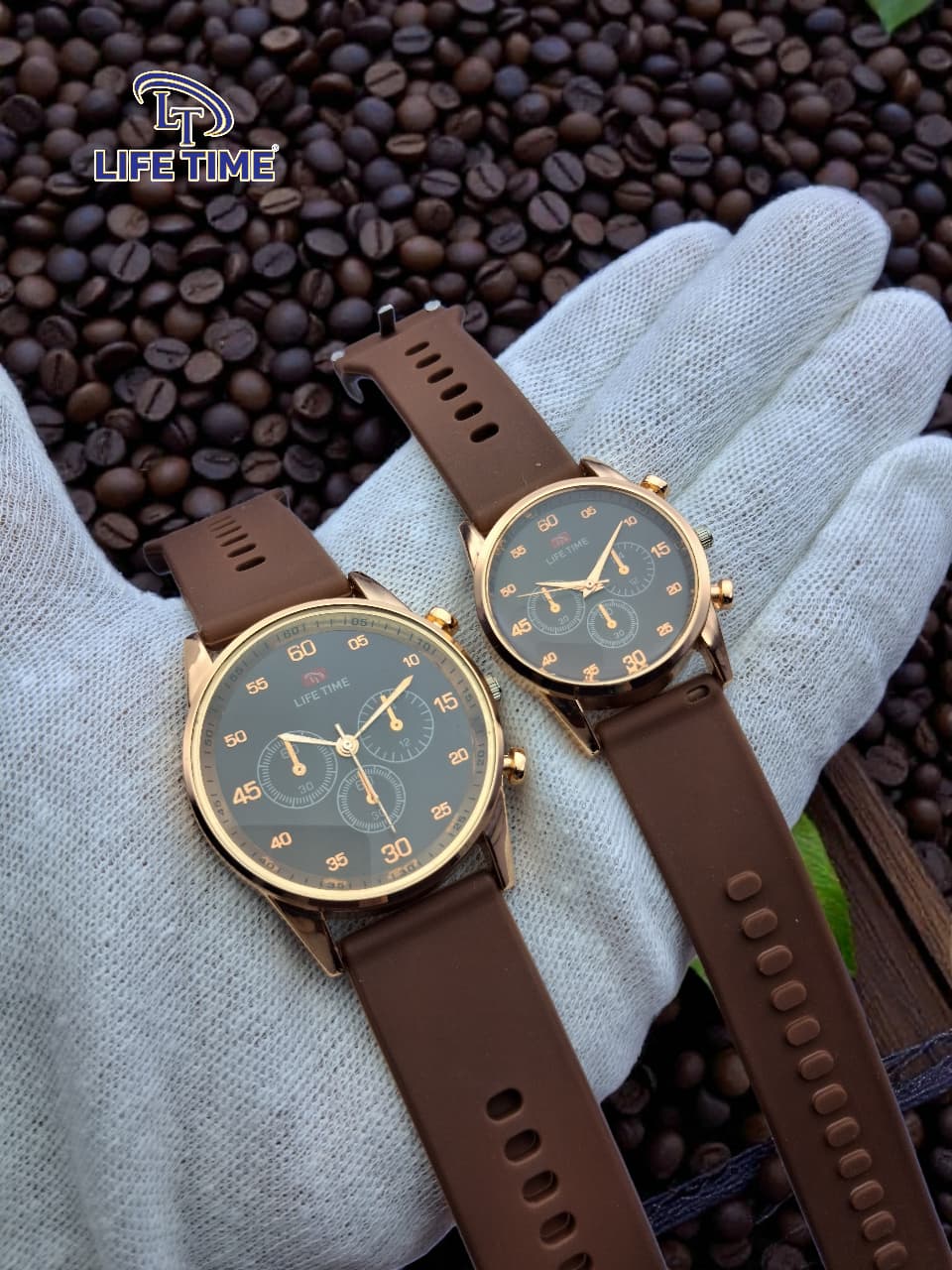 LIFE TIME Couple Watches | Matching His & Hers Quartz Watch Set | Silicone Strap | Stylish Analog Wrist Watches for Men & Women