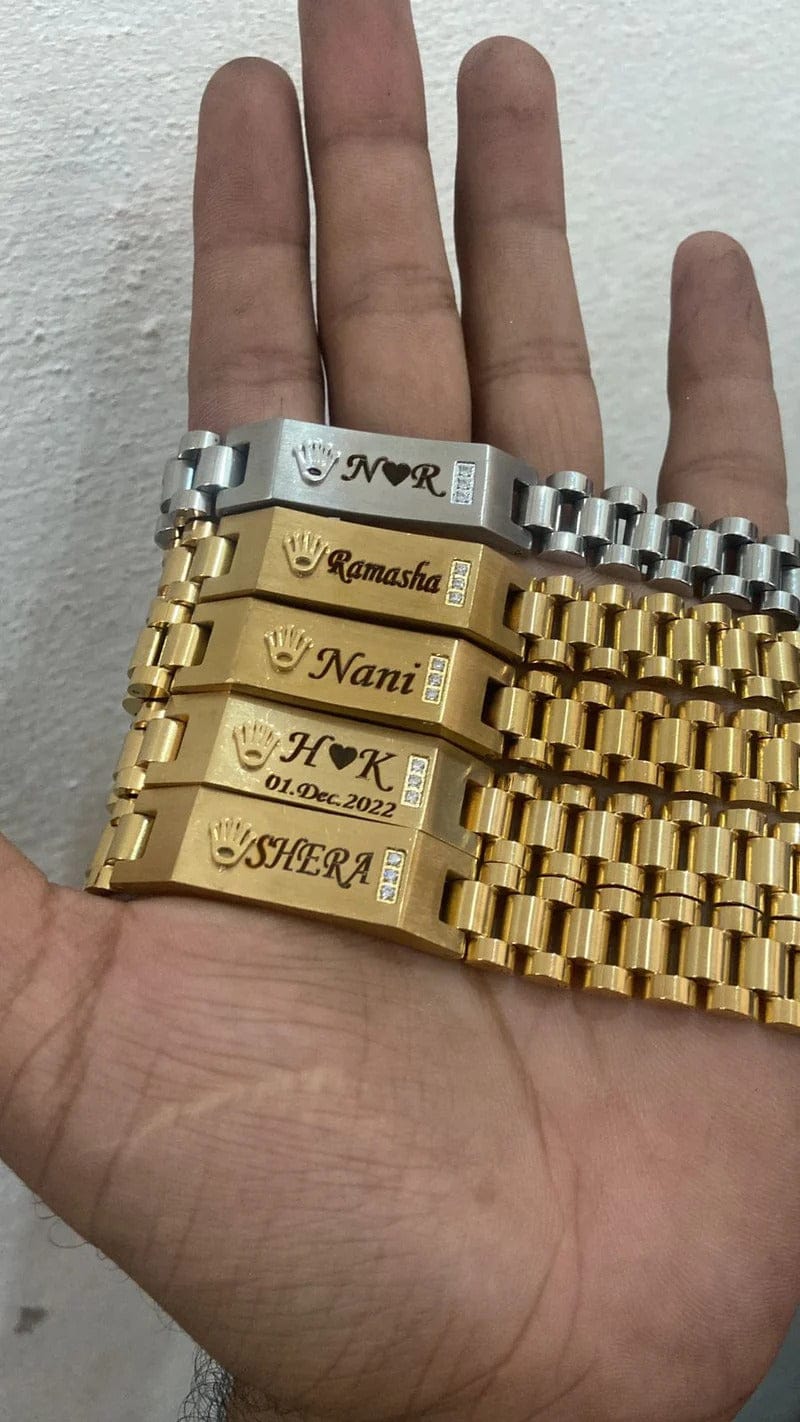 Personalized Engraved Stainless Steel Name Bracelet for Men & Women | Custom Name Bracelet | Gift for Him & Her