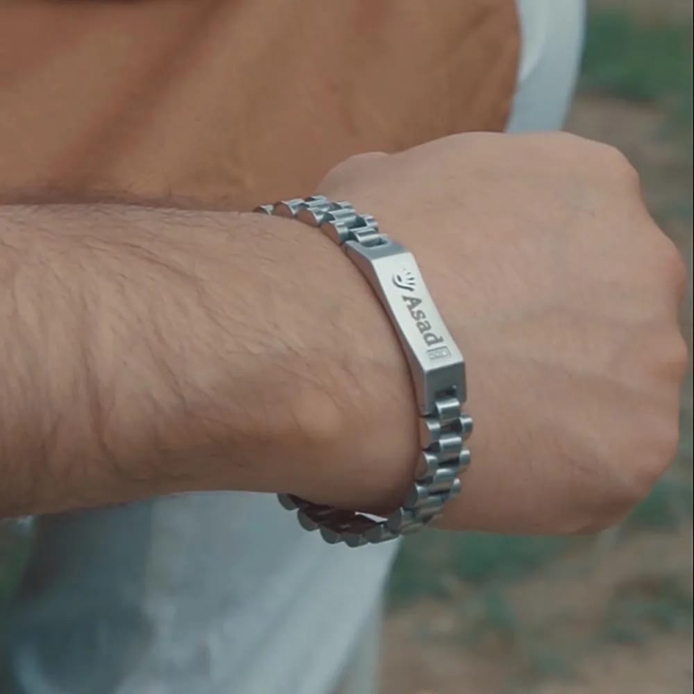 Personalized Engraved Stainless Steel Name Bracelet for Men & Women | Custom Name Bracelet | Gift for Him & Her