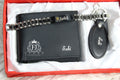 Personalized Gift Set for Men | Custom Engraved Wallet, Stainless Steel Bracelet & Leather Keychain | Anniversary, Birthday & Father's Day Gift