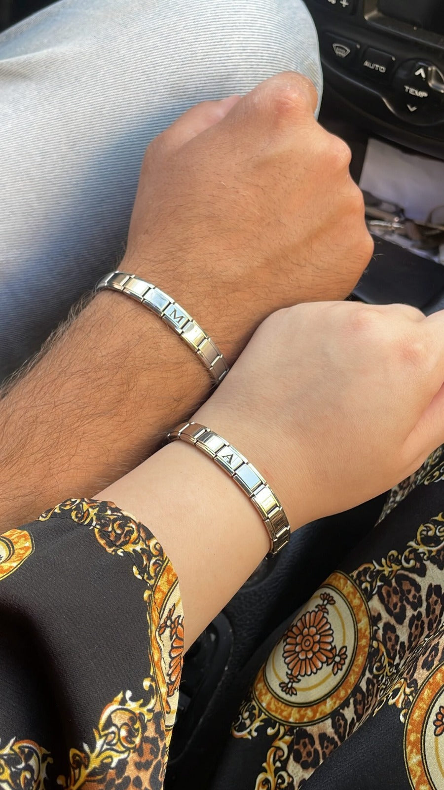 Personalized Stainless Steel Photo & Initial Bracelet | Custom Couple Bracelet | Engraved Name Bracelet | Gift for Him & Her