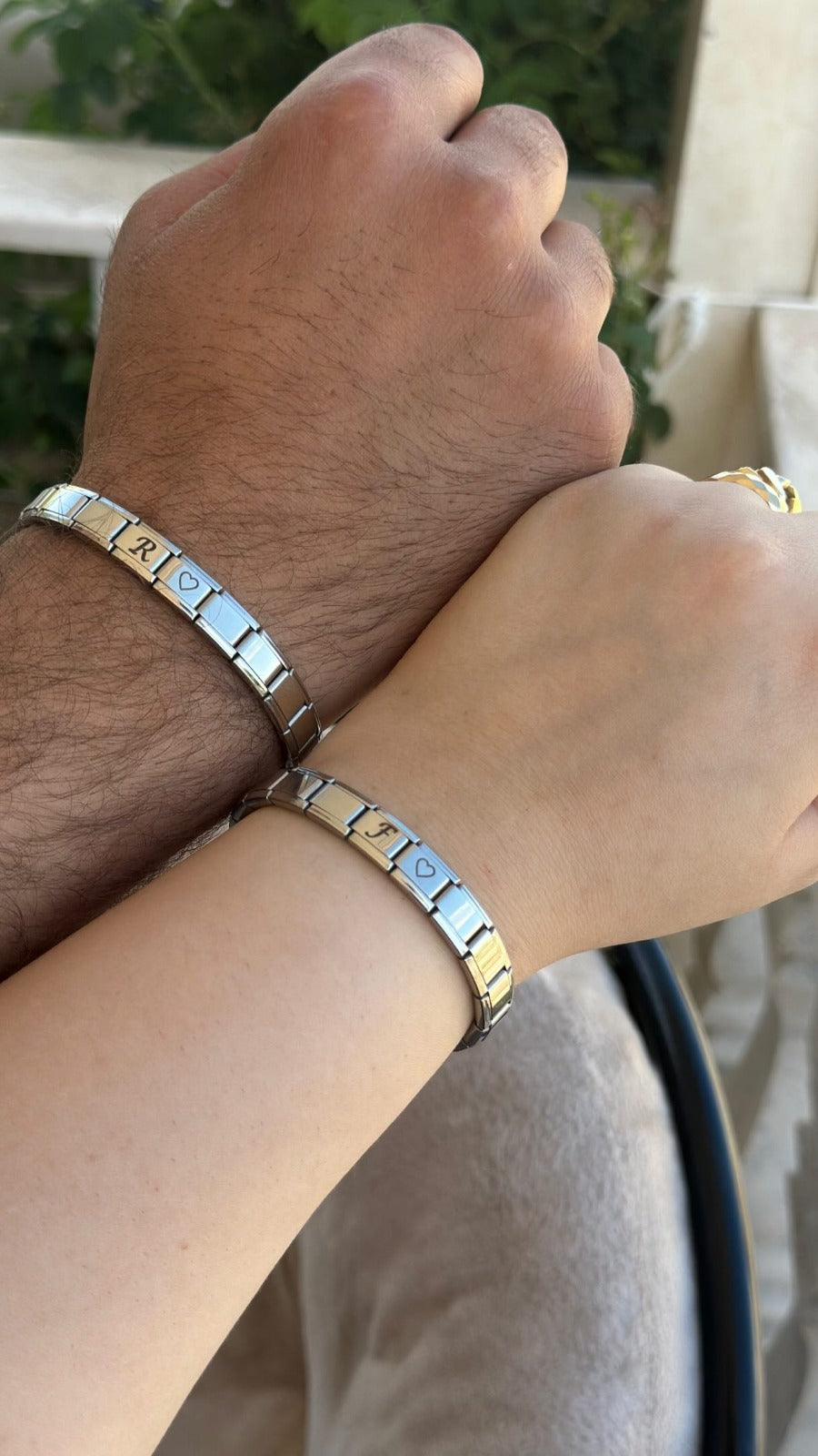 Personalized Stainless Steel Photo & Initial Bracelet | Custom Couple Bracelet | Engraved Name Bracelet | Gift for Him & Her