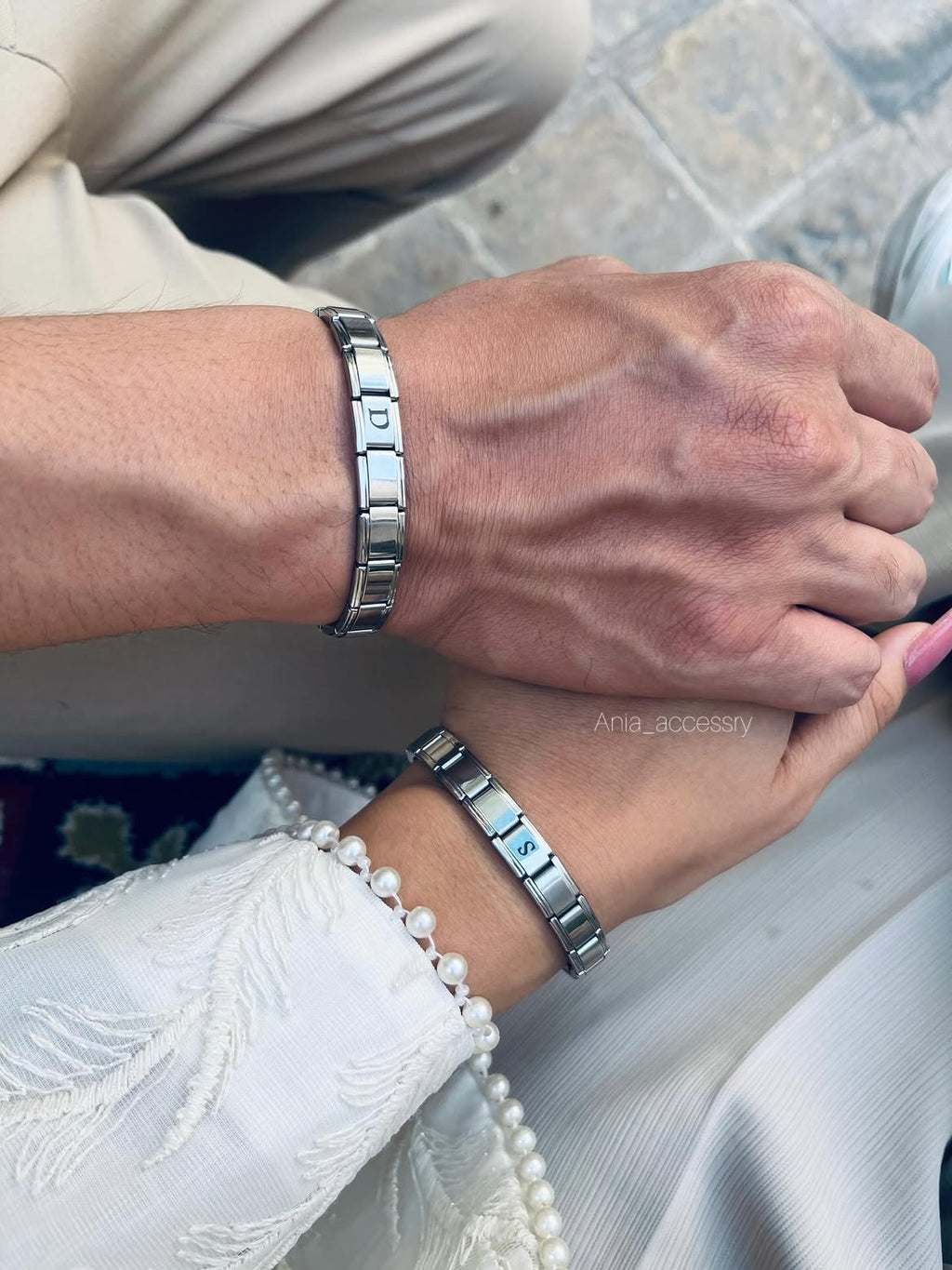 Personalized Stainless Steel Photo & Initial Bracelet | Custom Couple Bracelet | Engraved Name Bracelet | Gift for Him & Her