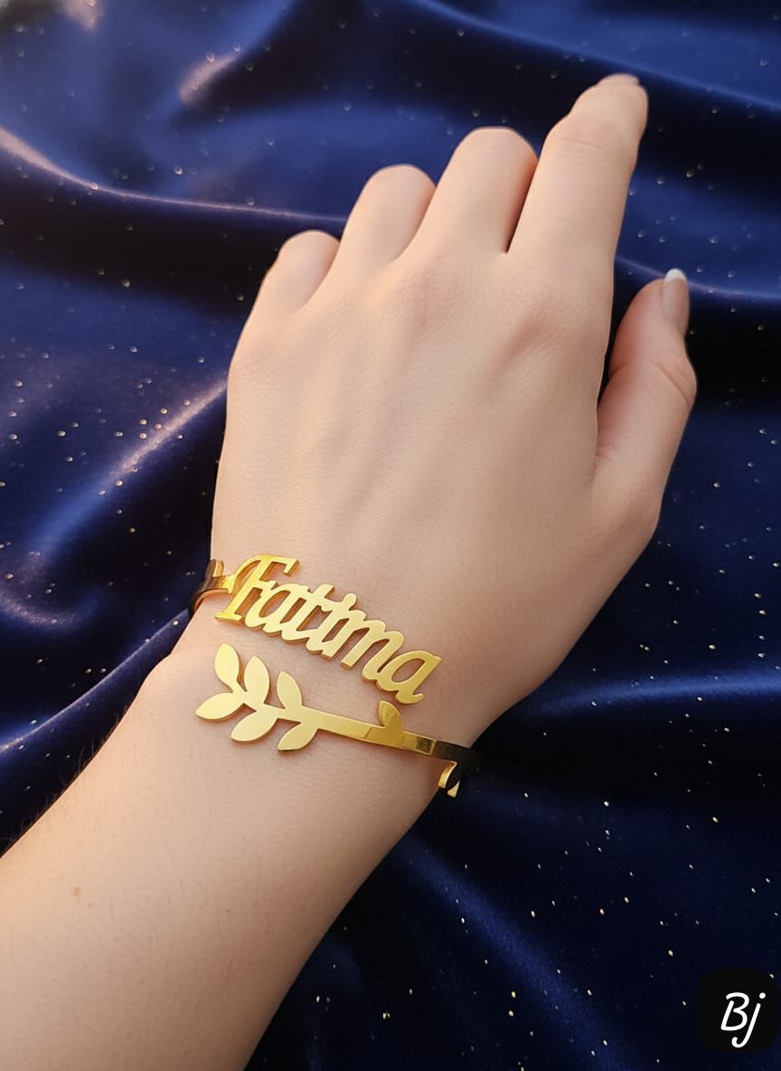 Personalized Name Bracelet – Custom Gold Name Bangle for Women | Stainless Steel Engraved Cuff Bracelet | Custom Gift for Her