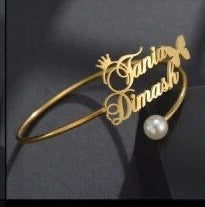 Personalized Name Bracelet – Custom Gold Name Bangle for Women | Stainless Steel Engraved Cuff Bracelet | Custom Gift for Her