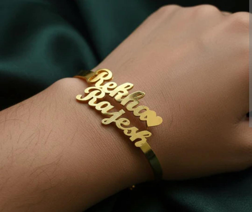 Personalized Name Bracelet – Custom Gold Name Bangle for Women | Stainless Steel Engraved Cuff Bracelet | Custom Gift for Her