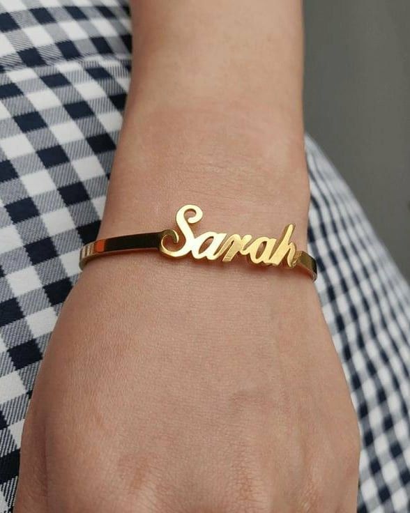 Personalized Name Bracelet – Custom Gold Name Bangle for Women | Stainless Steel Engraved Cuff Bracelet | Custom Gift for Her