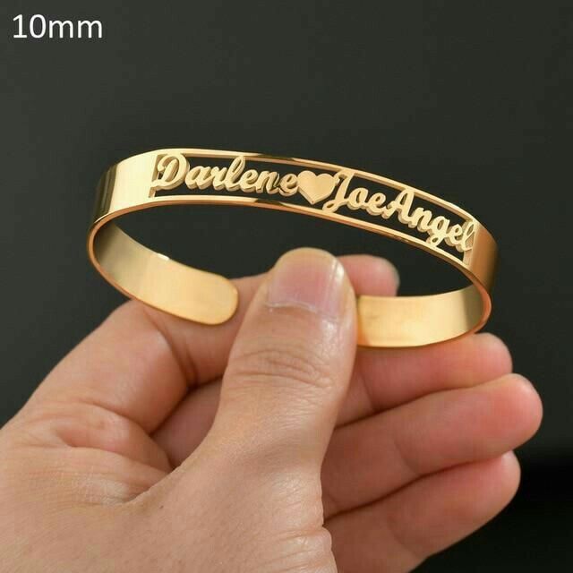 Personalized Name Bracelet – Custom Gold Name Bangle for Women | Stainless Steel Engraved Cuff Bracelet | Custom Gift for Her