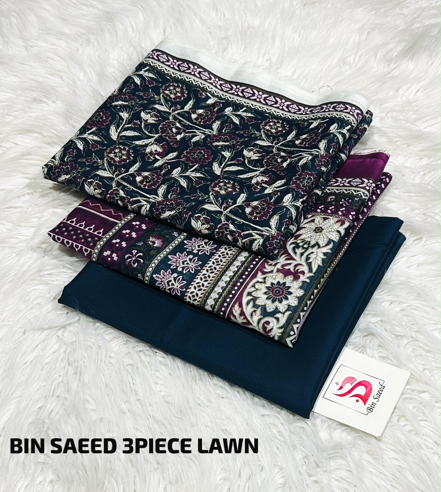 Bin Saeed 3 Piece Premium Lawn Suit | Unstitched Summer Collection | Printed Shirt, Dupatta & Trouser
