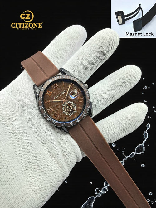 CITIZONE Premium Magnetic Lock Watch for Men – Black, Grey, Blue & Brown Strap